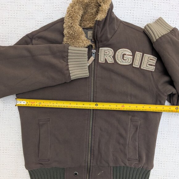 Vintage ENERGIE Faux Fur Zip Twin Pocket Spell Large Men's Jacket RARE Size M - Picture 4 of 6